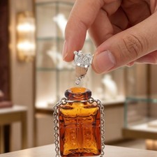 Glass Perfume Bottle Necklace | 3ml Essential Oil Diffuser Bottle with Crown