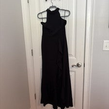 Vestido para mujer Woosea negro con volantes abertura halter noche cóctel elegante grande