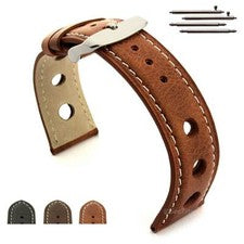Correa de reloj de cuero genuino para hombre Rally Racing 18 20 22 24 Twister MM