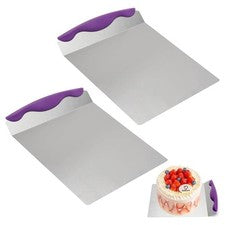 Utensilio de transferencia de pasteles de acero inoxidable de 2 piezas con mango morado 24 x 20,5 cm