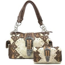Western Para mujeres Hebilla Estrás Tachuelas Oculto Llevar Bolso Cartera Monedero Conjunto