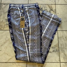 NUEVO CON ETIQUETAS STP-190 Prestige Hombres Multicolor Diseñador Griego Llave Pantalones Talla 42