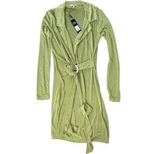 Moda Nova Chartreuse Mini Vestido Envolvente Ajustado Para Mujer Talla Grande Nuevo Con Etiquetas