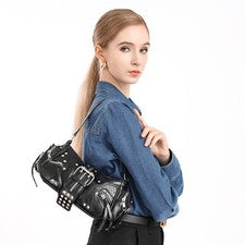 Bolso de hombro de cuero PU con remaches punk para entusiastas de la moda