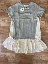 Vestido boho pequeño para mujer Hayden verde superior/amarillo/blanco a rayas inferior nuevo con etiquetas