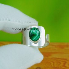 Anillo de regalo hecho a mano de plata de ley 925 con piedras preciosas de malaquita talla 5 a 13 de EE. UU.