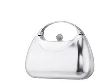 NINA Brando Mujer Bolso de Mano Minaudiere Asa Superior Bolso de Noche - Metálico Plateado