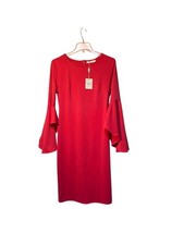 NUEVO CON ETIQUETAS Vestido Midi Haute Mujer Barbie Rosa Manga Campana Talla Pequeña