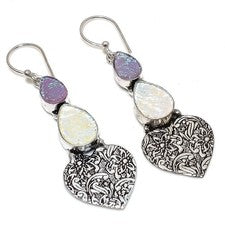 Pendiente de joyería de plata esterlina 925 hecho a mano con piedras...