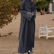 Bata musulmana para mujer, talla S, con pañuelo para la cabeza, abaya islámica para la