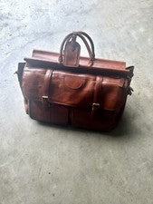 Bolso de cuero marrón genuino vintage unisex de gran tamaño Carriage House