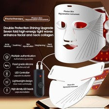 Mascarilla facial LED-terapia para el cuidado facial de la piel, dispositivo de belleza para cuello con reducción de arr