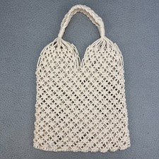 Bolso de Mano J Crew Blanco Crema Cádiz Anudado a Mano Cuerda Cartera de Hombro Playa Bolso de Mano
