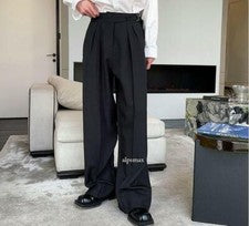 Pantalones de traje sueltos de diseño para hombre para jóvenes informales color puro moda pantalones pantalones