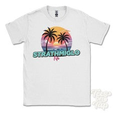 CAMISETA STRATHMIGLO FIFE - Retro Estilo Miami Divertida Parodia de Verano Reino Unido