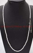 Hermoso collar natural de cuentas de piedras preciosas redondas de circón blanco facetado de 3 mm 16-28 pulgadas