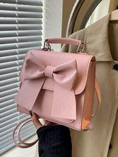 Mujer Damas Mochila Cuero PU Bolso de Hombro Bolso Escolar Rosa Mochila de Viaje