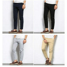 Pantalones Casuales Largos Para Hombres Pantalón De Moda Color Sólido Elásticos