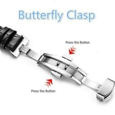 Correa de cuero original unisex de 15-22 mm correa reloj de pulsera cierre desplegable