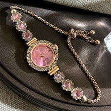 Juego de Reloj Pulsera Dorado Damas Mujeres Niñas Moda Reloj Pulsera Regalo Envío Gratis