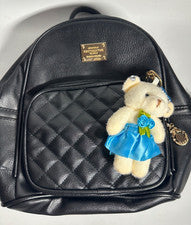Mini Mochila Bolso para Libros Huanying Shiyong Deligaopiju Cuero Negro con Dije para Llaves