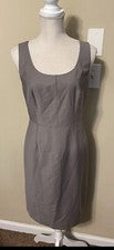 NUEVO ~ Vestido recto sin mangas Ann Taylor talla 2 para mujer forrado gris original $119 nuevo con etiquetas