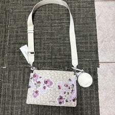 Bandolera y bolso clutch para mujer Calvin Klein logotipo CK/impresión de orquídeas 2 en 1 con moneda
