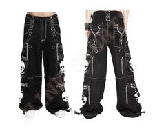 Pantalones de mezclilla para hombre de moda gótica con retazos punk negros electro pantalones estampados emo