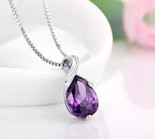 Collar Colgante Amatista Púrpura Plata de Ley 925 Mujeres Niñas Joyería Regalo