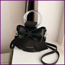 Elegante bolso cubo para mujer con correa desmontable y elegante acento de lazo