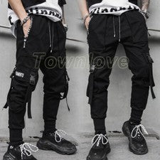 Fashion Men Zip Hip-Hop Loose Punk Harem Pants Pockets Street Casual Trousers