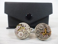 Nuevo reloj gemelos hechos a mano en caja movimiento engranajes vintage redondo steampunk