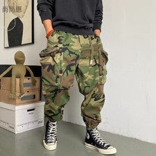 Nuevos Pantalones de Trabajo Informales Camuflaje Cintura Elástica Estilo Paracaidista Pantalones con Puños
