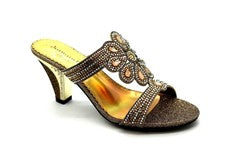 Sandalia floral sin cordones de boda fiesta diamantes de imitación brillantes de tacón bloque para mujer y dama
