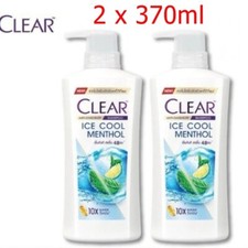 2 x 370 ml CLEAR Ice Cool Menthol Champú Anticaspa Cuidado del Cuero Cabelludo Nutre el Cabello