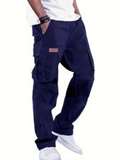Pantalones cargo de varios bolsillos sueltos de pierna recta informales para hombre