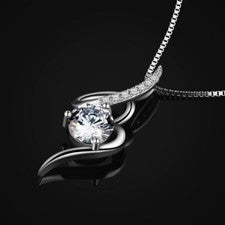 Colgante Diamante Redondo 1,50 Kt Novia Boda Collar Acabado Oro Blanco Cadena 18"