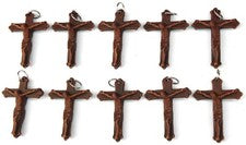 10 PIEZAS x Colgantes Crucifijo Santa Cruz 40mm x 29mm Dijes de Plástico Doble Cara