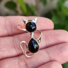 Anillo de ónix negro macizo de plata 925 anillo de mujer joyería hecha a mano