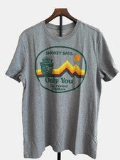 Camiseta retro Smokey Bear Only You Can Prevent Wildfires camiseta gris grande nueva con etiquetas