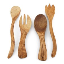 Utensilios de madera de olivo juego de cocina artesanal antiadherente seguro