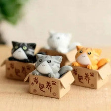 Linda mini estatuilla de gato - Adorno creativo de jardín de dibujos animados para decoración del hogar