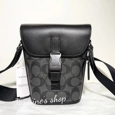 Bandolera Coach Track pequeña con solapa en bloques de colores lona exclusiva C3134 nueva con etiquetas