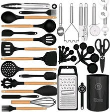 Juego de 35 utensilios de cocina de silicona - 446 ° F silicona resistente al calor cocina...