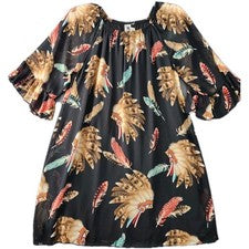Vestido R. Rouge Plumas Indias Vaquera Western Rústico Boho Chic Fluido Talla S Nuevo con Etiquetas
