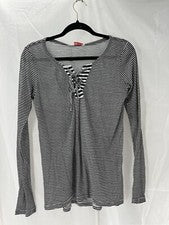 Top KONTATTO para mujer OS negro crudo rayas puro italiano chic moderno clásico