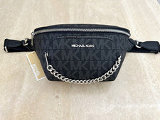 Cadena Mensajero Michael Kors Jet Set Signature Cuero Saffiano Negro MD Eslinga