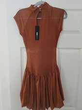Moda Nova Para Mujer Kahluna Malla Burbuja Mini Vestido Talla MEDIANA Óxido
