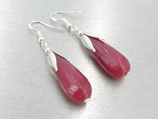 BAILYSBEADS edle Rubin-Ohrringe Ohrhänger 925er Silber Ohrhaken Tropfenform J33