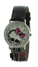Lindo reloj Monster High para niñas con colgantes, caja tono plata con cristales MHAQ195